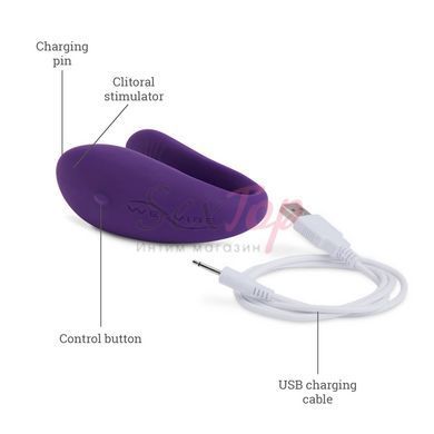 Недорогой вибратор для пар We-Vibe Unite Purple, однокнопочный пульт ДУ &mdash;  фото товара 4