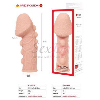 Насадка на член Kokos Extreme Sleeve ES.09 розмір M, потовщуюча, стимулюючий рельєф - фото товару 5
