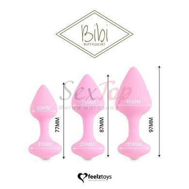 Набор силиконовых анальных пробок FeelzToys - Bibi Butt Plug Set 3 pcs Pink &mdash;  фото товара 2