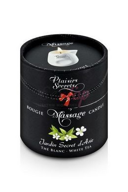 Масажна свічка Plaisirs Secrets White Tea (80 мл) подарункова упаковка, керамічний посуд - фото товару 3