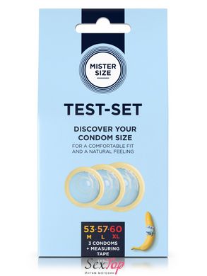 Набір презервативів Mister Size test-set 53–57–60, 3 розміри + лінійка, товщина 0,05 мм SO8056 фото