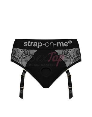 Мереживні труси для страпону з підв'язками для панчох Strap-On-Me DIVA HARNESS - XL - фото товару 3