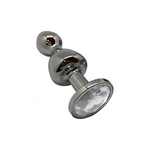 Металева анальна пробка Wooomy Lollypop Double Ball Metal Plug M, діаметр 3,1 см, довжина 9,4 см - SO7414