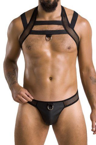 Комплект чоловічої білизни з кріпленнями Passion 043 JACOB XXL/XXXL Black, труси, шлейки - фото товару 1