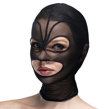 Маска серце сітка з відкритим ротом та очима Feral Feelings - Hearts Mask Black/Black,  - 1
