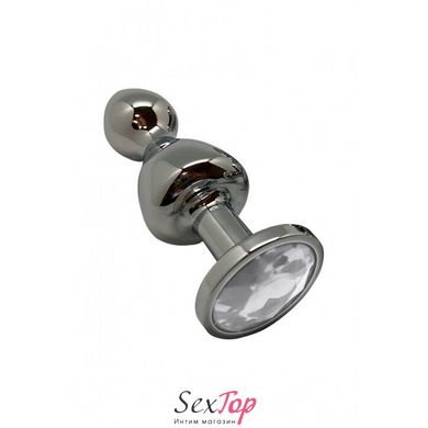 Металлическая анальна пробка Wooomy Lollypop Double Ball Metal Plug M, диаметр 3,1 см, длина 9,4 см - SO7414