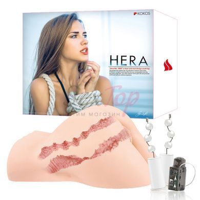 Мастурбатор Kokos Hera Hip Real 2WayPlus з функцією масажу та вібрацією - фото товару 8
