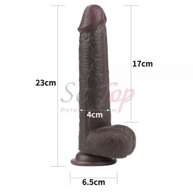 Фаллоимитатор реалистичный на присоске черный Lovetoy 9 Sliding Skin Dual Layer Dong &mdash;  фото товара 2