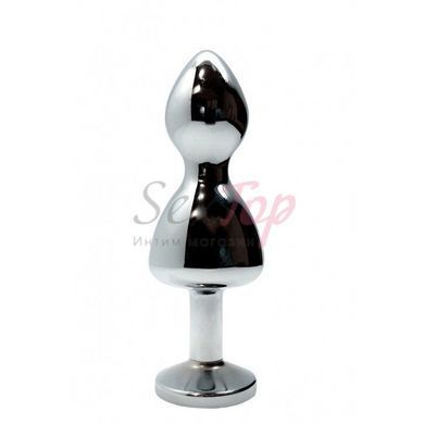 Металлическая анальна пробка Wooomy Lollypop Double Ball Metal Plug M, диаметр 3,1 см, длина 9,4 см &mdash;  фото товара 2