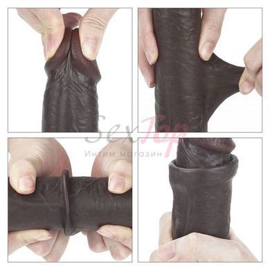 Фаллоимитатор реалистичный на присоске черный Lovetoy 9 Sliding Skin Dual Layer Dong &mdash;  фото товара 7