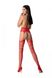 Еротичні колготки-бодістокінг з плетінням на стегнах Passion S030 One Size, red, квітковий візерунок SO8961 фото 2