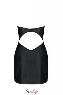Мини-платье из экокожи Passion Celine Chemise 6XL/7XL black, шнуровка, трусики в комплекте SO7062 фото