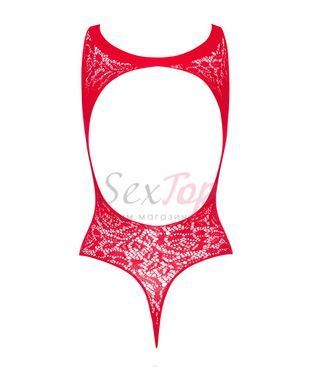 (SALE) Ажурний бодістокінг із ефектом шнурівки Obsessive B120 teddy red S/M/L, червоний - фото товару 6