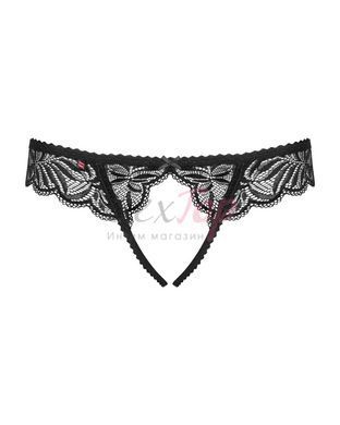 Кружевные танга с доступом Obsessive Contica crothchles thong S/M, черные &mdash;  фото товара 5