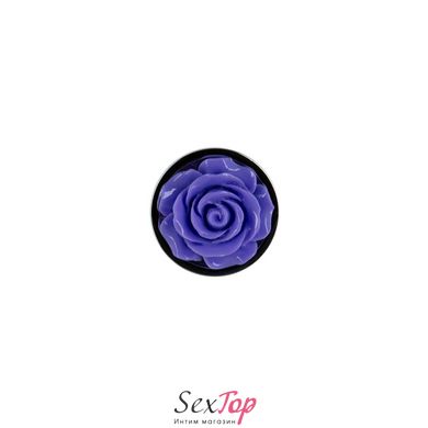 Металева анальна пробка Lux Active з трояндою - Rose Anal Plug - Purple, віброкуля в подарунок SO5573 фото