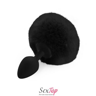 Силиконовая анальная пробка М Art of Sex - Silicone Bunny Tails Butt plug Black, диаметр 3,5 см SO6694 фото