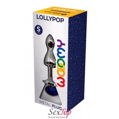 Металлическая анальна пробка Wooomy Lollypop Double Ball Metal Plug Blue S, диаметр 2,8 см, длина 8, - SO7415