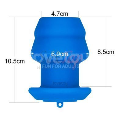 Порожня анальна пробка рельєфна синього кольору Lovetoy Bulge Peeper Silicone Anal Plug - фото товару 2