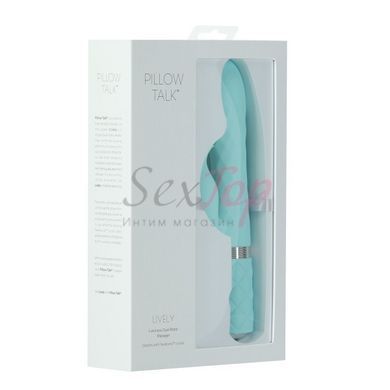 Розкішний кролик з ротацією та вібрацією Pillow Talk Lively Teal, кристал Сваровскі, потрійний відро - фото товару 11