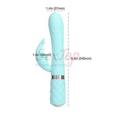 Розкішний кролик з ротацією та вібрацією Pillow Talk Lively Teal, кристал Сваровскі, потрійний відро - фото товару 4