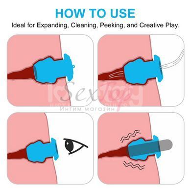 Порожня анальна пробка рельєфна синього кольору Lovetoy Bulge Peeper Silicone Anal Plug - фото товару 10