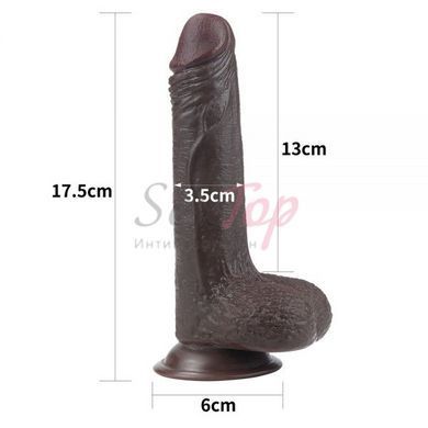 Фаллоимитатор реалистичный на присоске черный Lovetoy 7 Sliding Skin Dual Layer Dong &mdash;  фото товара 2