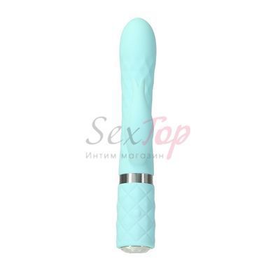 Розкішний кролик з ротацією та вібрацією Pillow Talk Lively Teal, кристал Сваровскі, потрійний відро - фото товару 6