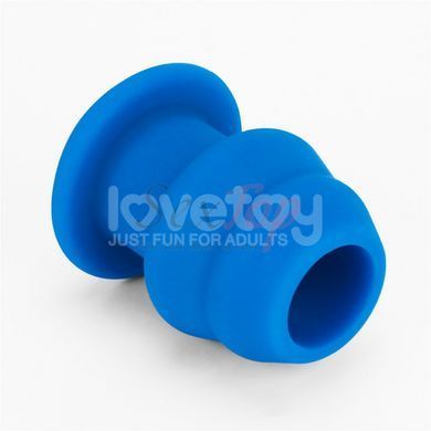 Порожня анальна пробка рельєфна синього кольору Lovetoy Bulge Peeper Silicone Anal Plug - фото товару 4
