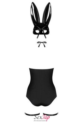 Эротический костюм кролика Obsessive Bunny costume S/M, black, боди, чокер, гартеры, чулки, маска SO7701 фото