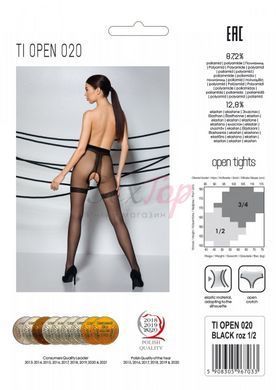 Колготки з відкритим доступом, імітація панчіх Passion TIOPEN 020 black 3/4 (20 den) - фото товару 6