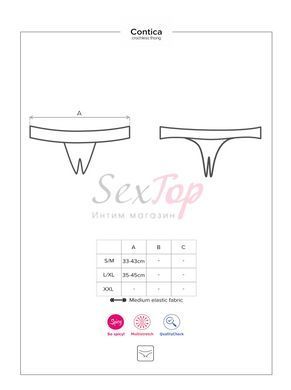 Кружевные танга с доступом Obsessive Contica crothchles thong L/XL, черные &mdash;  фото товара 7