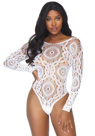 Еротичне боді-бодістокінг Leg Avenue Snap crotch thong back teddy White S/M - фото товару 1