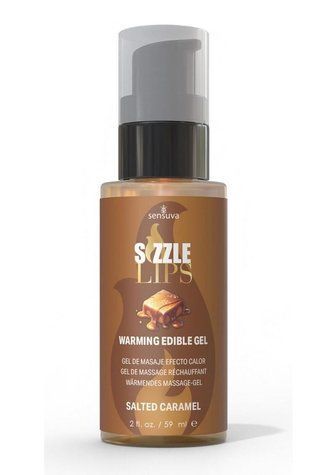 Согревающий массажный гель Sensuva Sizzle Lips Salted Caramel (59 мл), без сахара, съедобный &mdash;  фото товара 1