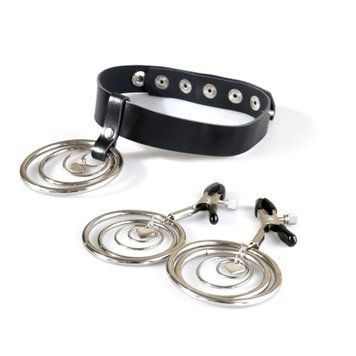 Набор чокер + зажимы Art of Sex - Choker and Nipple clamps Triada, цвет черный &mdash;  фото товара 1
