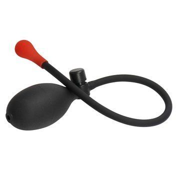 Анальная пробка красного цвета с черным надувным насосом Bdsm4u Inflatable Anal Plug &mdash;  фото товара 1