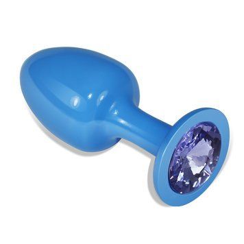 Анальная пробка голубого цвета с кристаллом синего цвета Lovetoy Rosebud Plug_x000D_, Голубой - 1