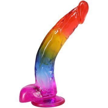 Фаллоимитатор Doc Johnson Crystal Jellies - 9.5 Inch Dildo - Rainbow,  - 1