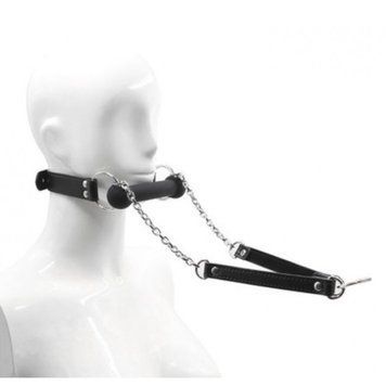 Кляп-трензель с цепным поводком Mouth Gag with Lead Role Play Horse Bridle Bondage черный, Черный - 1
