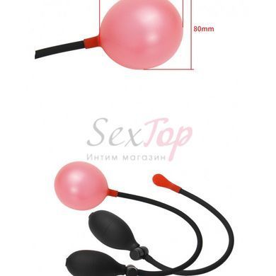 Анальная пробка красного цвета с черным надувным насосом Bdsm4u Inflatable Anal Plug &mdash;  фото товара 4