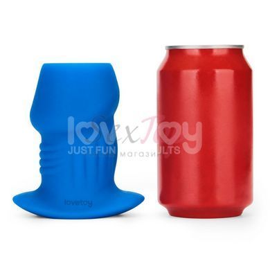 Полая анальная пробка ребристая синего цвета Lovetoy Ribbed Peeper Silicone Anal Plug &mdash;  фото товара 10