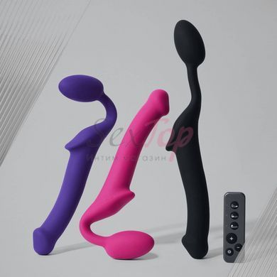 Безремінний страпон з вібрацією Strap-On-Me Vibrating Fuchsia M, діаметр 3,8 см, пульт ДК, регульований - фото товару 9