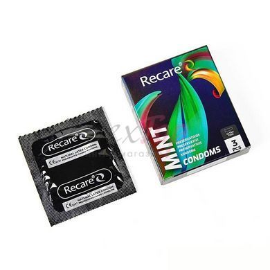 Презервативи Holographic Recare Ultra Thin Mint Condoms 3шт, ультратонкі, аромат: м'ята - фото товару 2