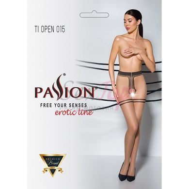 Тілесні колготки з доступом, контрастна подвійна резинка Passion TIOPEN 015 1/2 (20 den) beige - фото товару 5