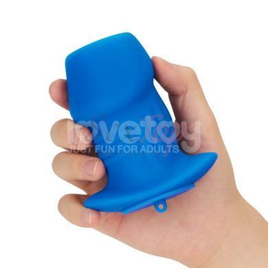 Полая анальная пробка ребристая синего цвета Lovetoy Ribbed Peeper Silicone Anal Plug &mdash;  фото товара 8