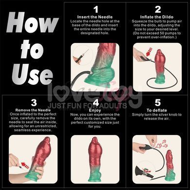 Надувний фалоімітатор монстра Dual Density Silicone Inflatable Dildo 10 - фото товару 4