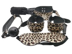 Набор MAI BDSM STARTER KIT Nº 75 Leopard: плеть, кляп, наручники, маска, ошейник, веревка, зажимы SO6581 фото