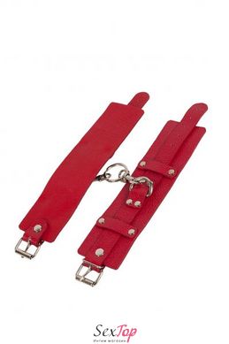 Наручники Leather Dominant Hand Cuffs, red 280152 фото