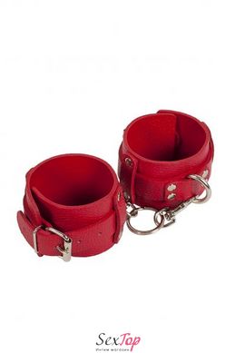 Наручники Leather Dominant Hand Cuffs, red 280152 фото