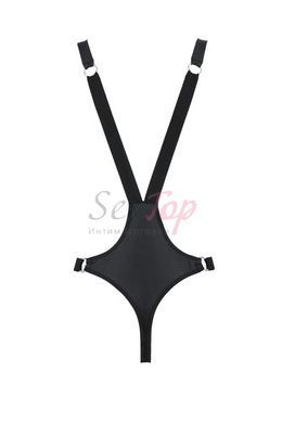 Чоловіче боді з люверсами Passion 028 HARRY L/XL Black, екошкіра, на шлейках - фото товару 4
