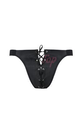 Мужские слипы на шнуровке Passion 044 Slip Ben XXL/XXXL Black, экокожа, люверсы &mdash;  фото товара 3